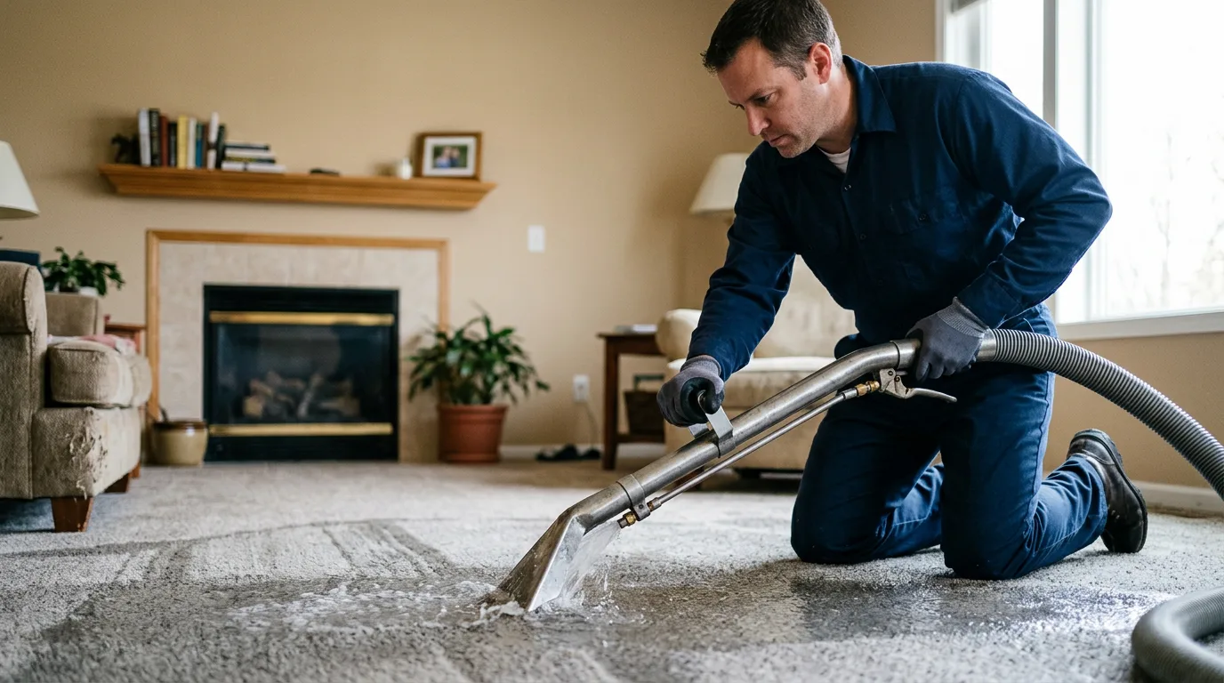 Water damage restoration technician working near Sidell, IL